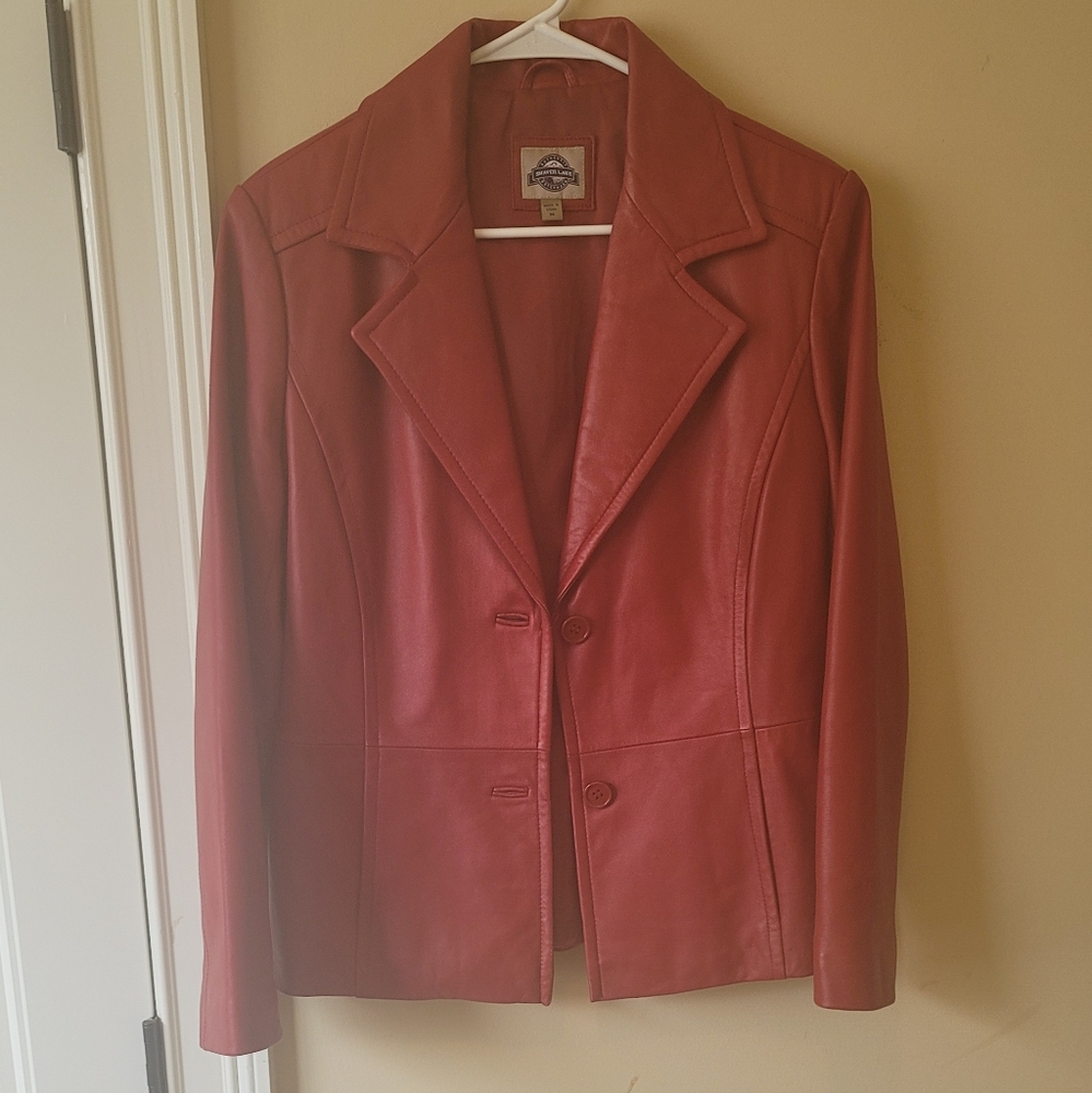 Shaver Lake Hot Red Genuine Leather Blazer Jacket Coat Size M